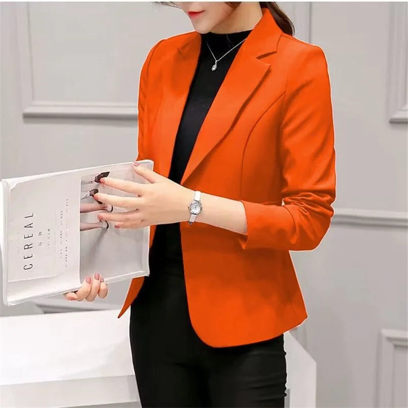 Women's Blazer 2025 Red Long Sleeve Blazers Pockets Jackets Coat Slim Office Lady Jacket Female Tops Suit Blazer Femme Jackets