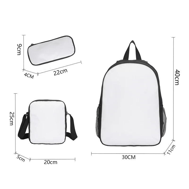 3 pcs set Football Star Child School Backpack with Lunch Bags Pencil Bags School Bags For M-Messis Boys Girls Best Gift