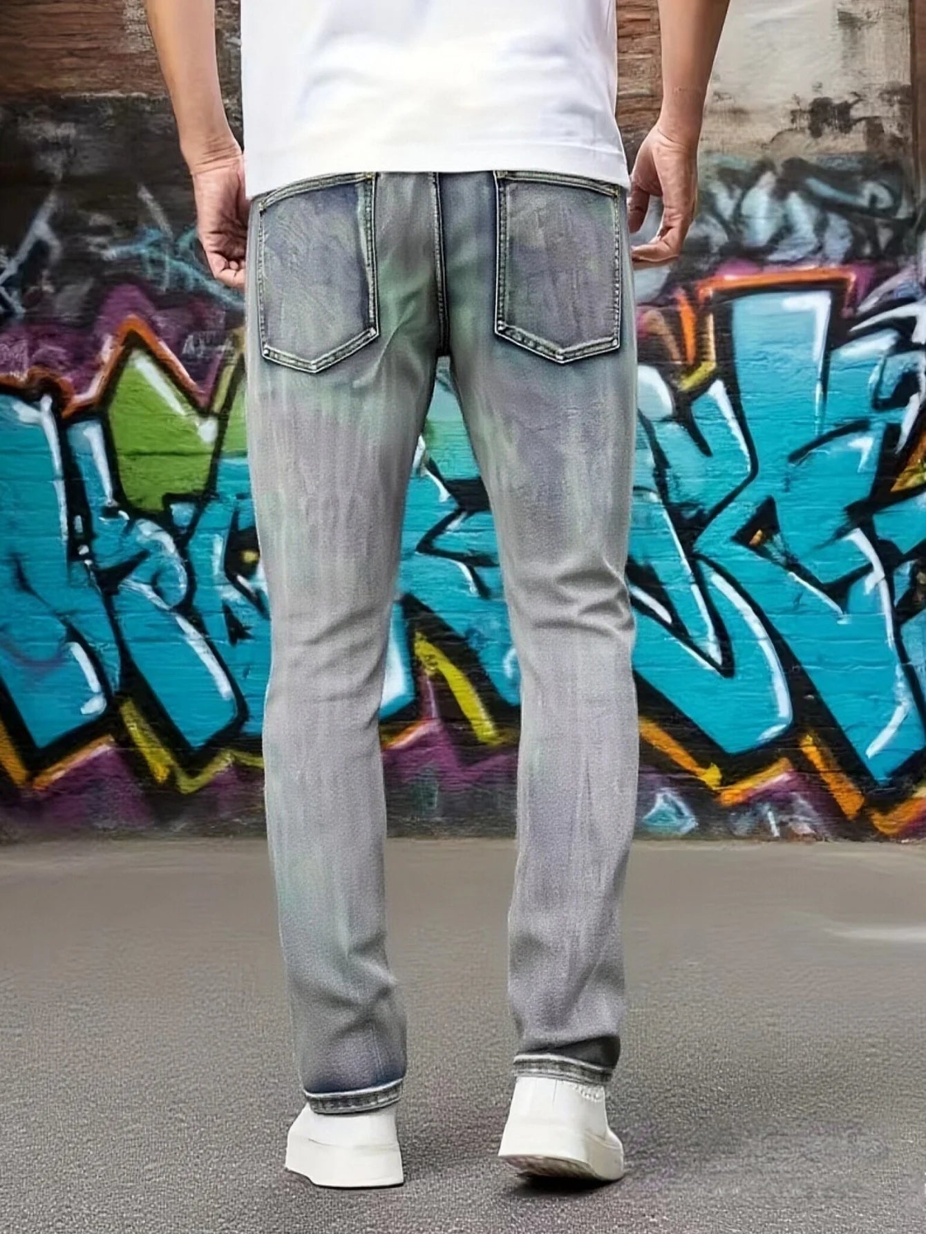 Men's Jeans With Fashionable Devil Print  High Waisted and Wide Leg Style  Enjoy Promotional Discount With Free Shipping
