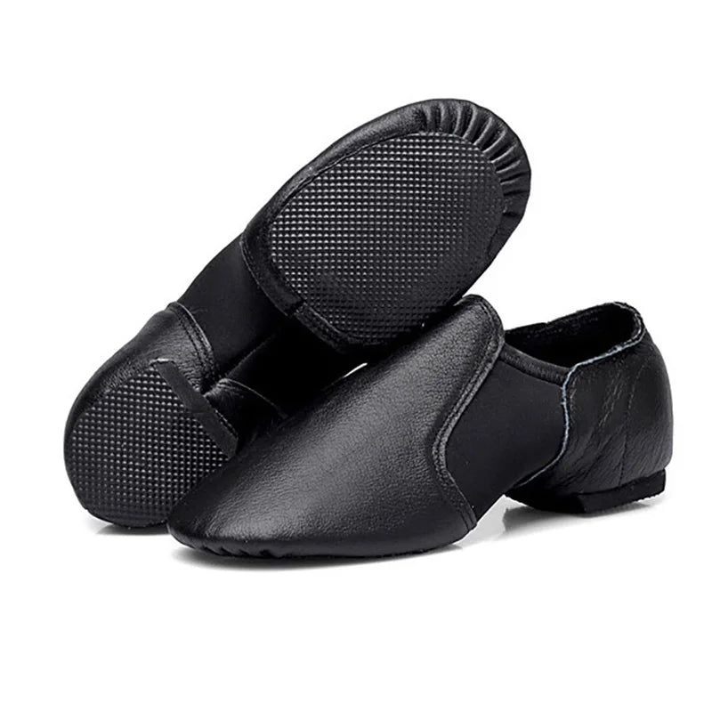 24-44 Coupons Women's Slip on Sneakers Genuine Leather Dancing Shoe for Men Adult Kids Girls Black sports Boots Jazz Dance Shoes