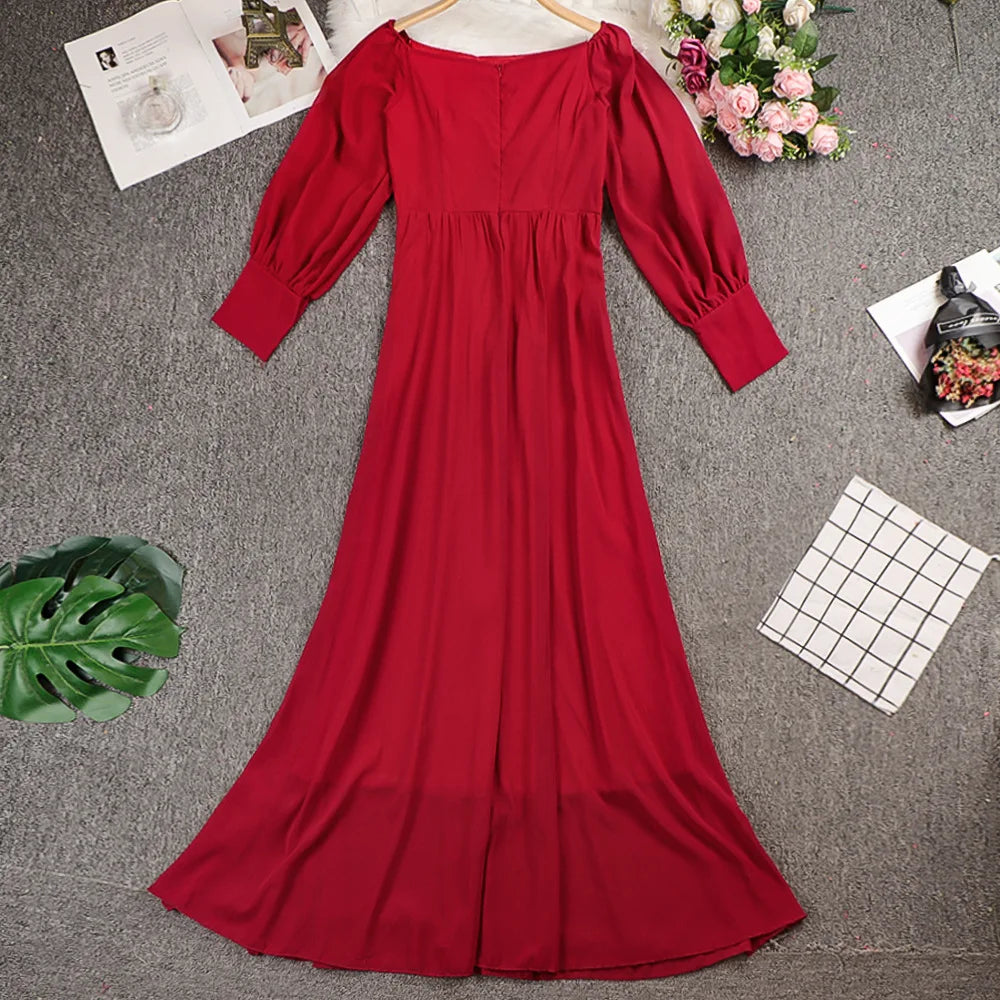 2024 Sexy Evening Dress for Women Party Gown High Waist Tulle Princess Skirt Long Sleeve round Neck Single Piece Spring Summer