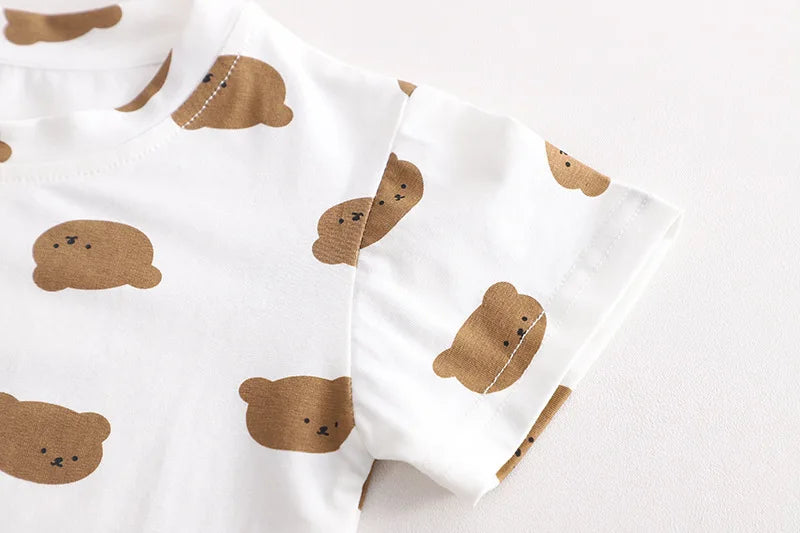 New Summer Baby Boys Fashion Cartoon T-Shirt Overalls 2Pcs/Set Toddler Girl Clothes Suit Children Costume Kids Twins Tracksuits