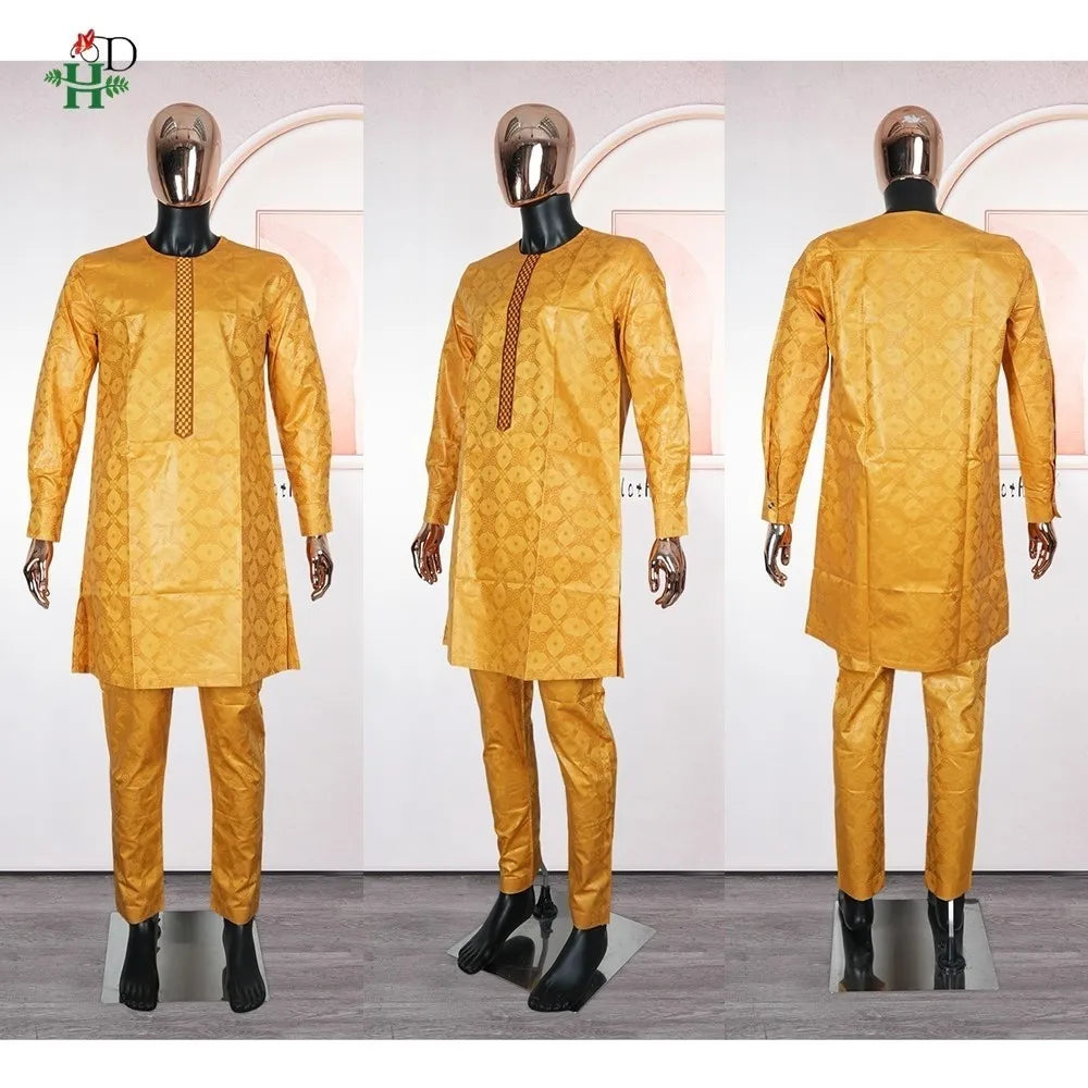African Dresses For Couple Gold Matching Woman Man Traditional Bazin Riche Embroidery Outfit Turkey Dress Wedding Party Dress