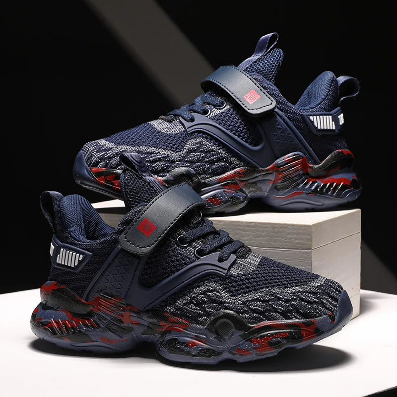 2025 New Kids Shoes Boy Sneaker Knit Platform Breathable Summer School Children Sports Shoes Fashion Tennis Shoes for Boy