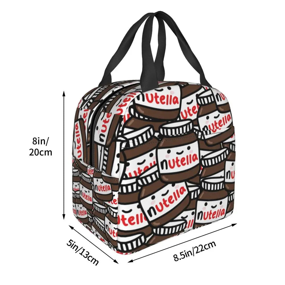 Custom Italy Nutellas Thermal Insulated Lunch Bag Women Portable Lunch Container for Outdoor Picnic Storage Food Box