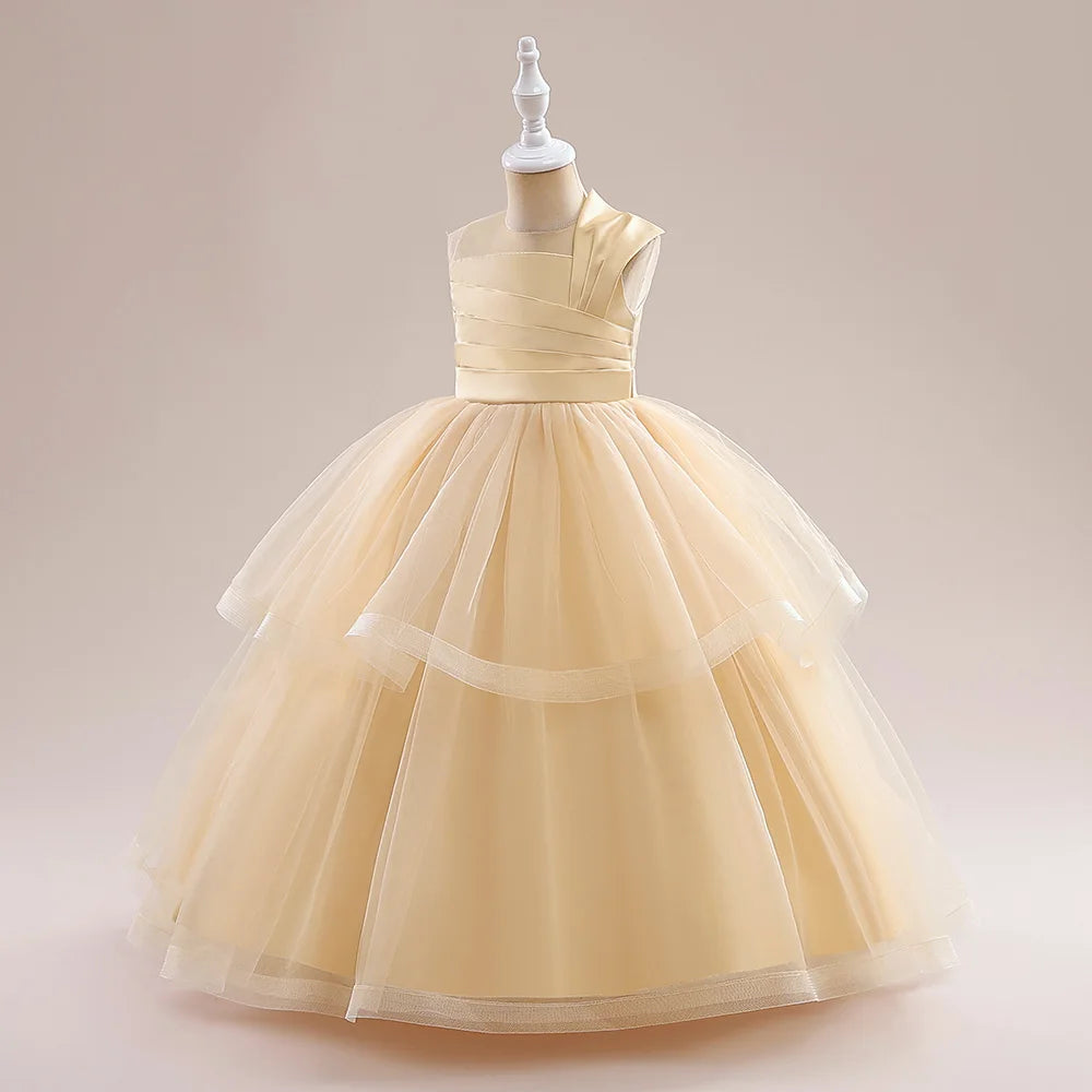 Teens Christmas Party Dresses For Girls White Bridesmaid Prom Gown Tulle Pageant Formal Wedding Evening Dress Children Costume