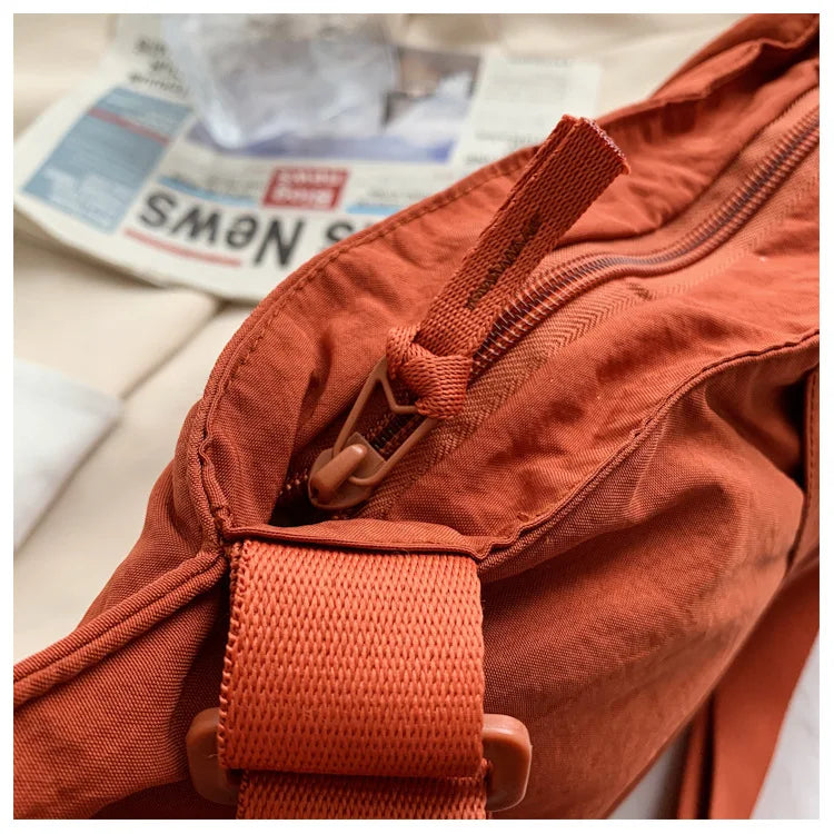 Soft Nylon Women's Portable Shoulder Bag Large Capacity Female Commute Crossbody Bags Simple Design Ladies Tote Purse Handbags
