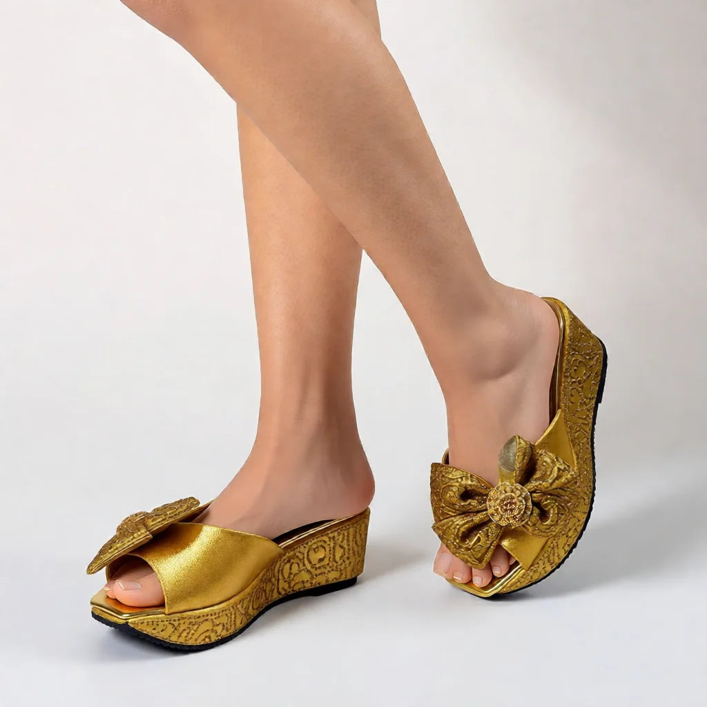 Latest Design Women Luxury Flower Wedding Party Shoes Nigerian Women Party Pumps High Heels Slip on Shoes for Women 6CM
