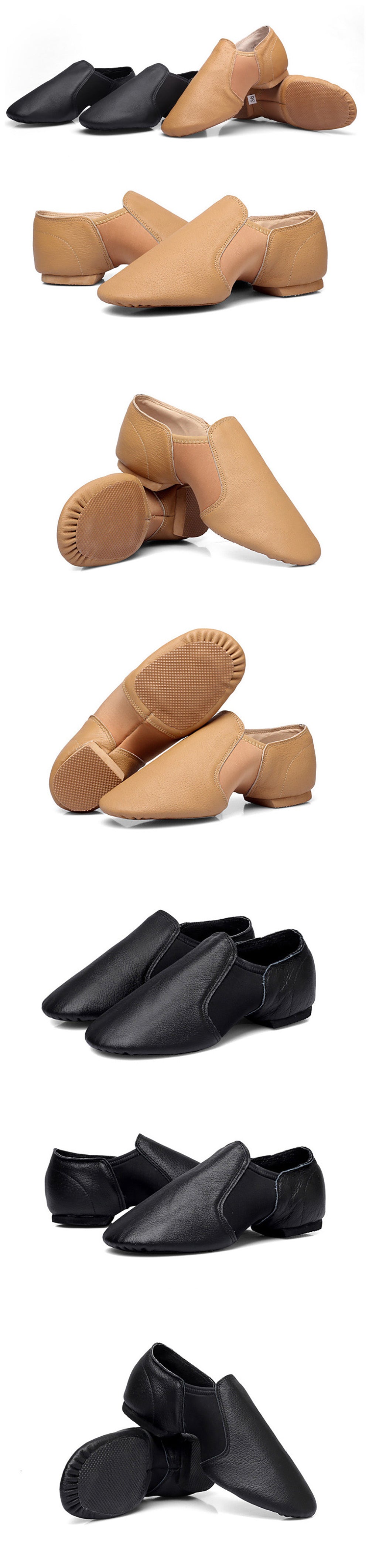 24-44 Coupons Women's Slip on Sneakers Genuine Leather Dancing Shoe for Men Adult Kids Girls Black sports Boots Jazz Dance Shoes