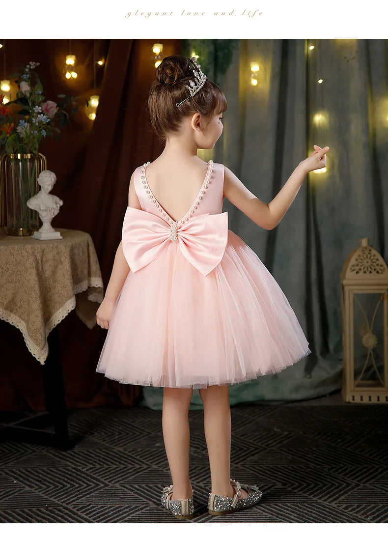 Teenage Girls Dress Children's Clothing Party Elegant Princess Long Tulle Baby Girls Kids Lace Wedding Ceremony Dresses