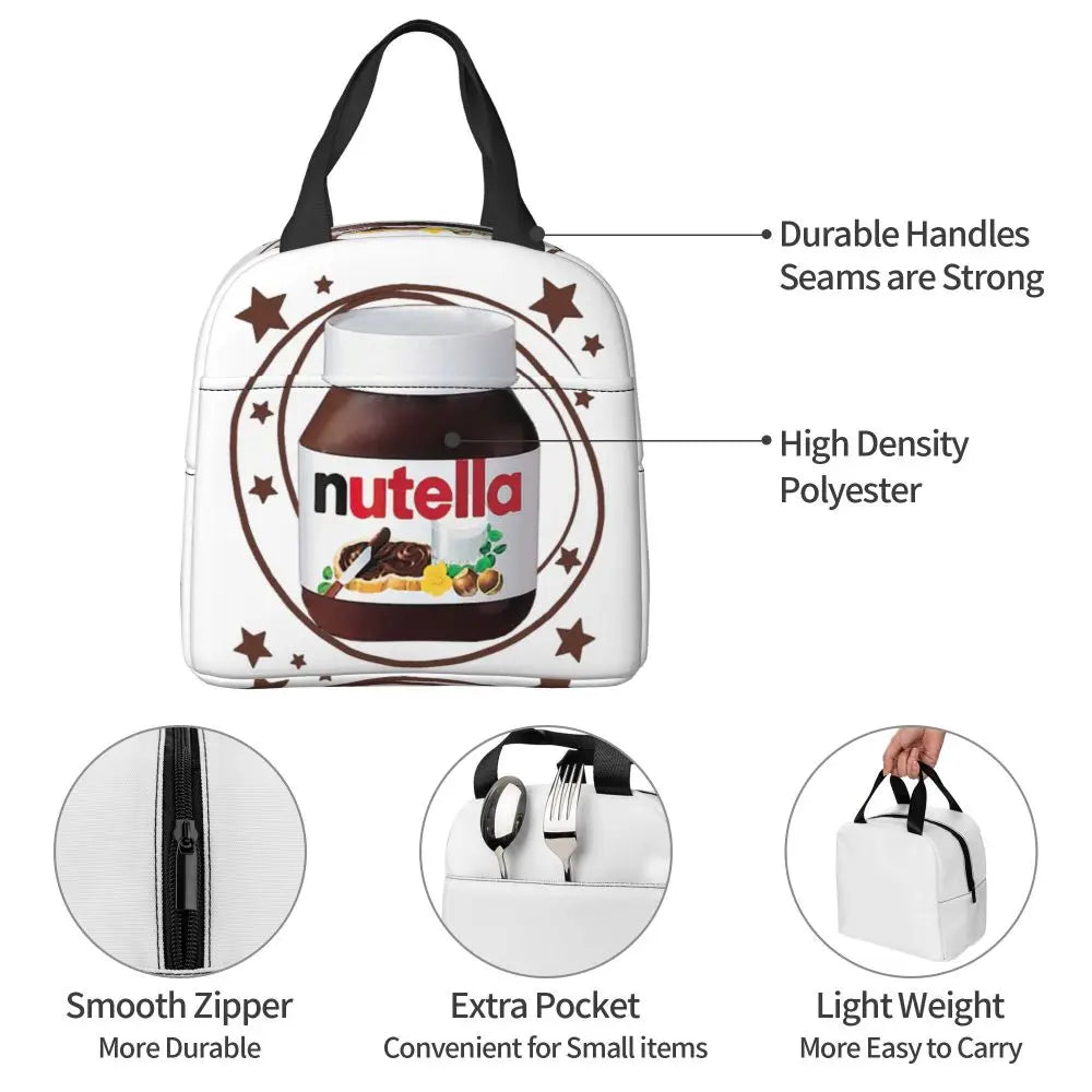 Custom Italy Nutellas Thermal Insulated Lunch Bag Women Portable Lunch Container for Outdoor Picnic Storage Food Box