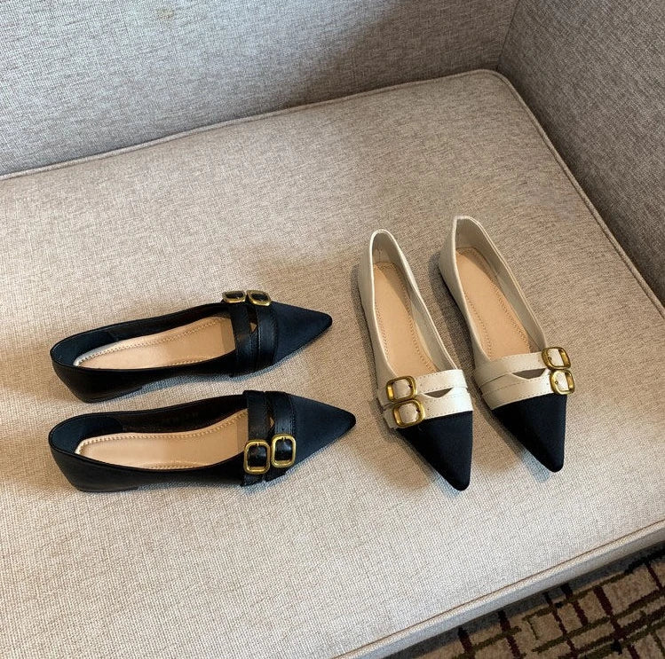 Ladies Summer Footwear Flat Office Black Shoes for Women 2025 Low Heel Elegant Pointed Toe Flats Beau Today High Quality 39 Shoe