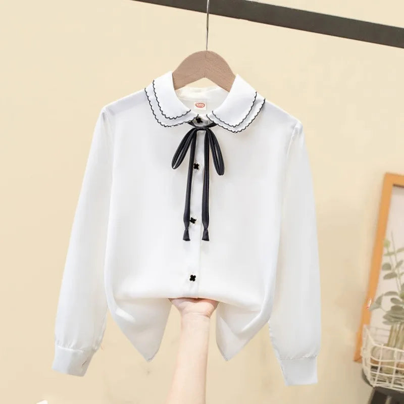 Girls' Shirt 2025 New Children's Western Style Top Little Girl's Style Long Sleeve Korean Shirt