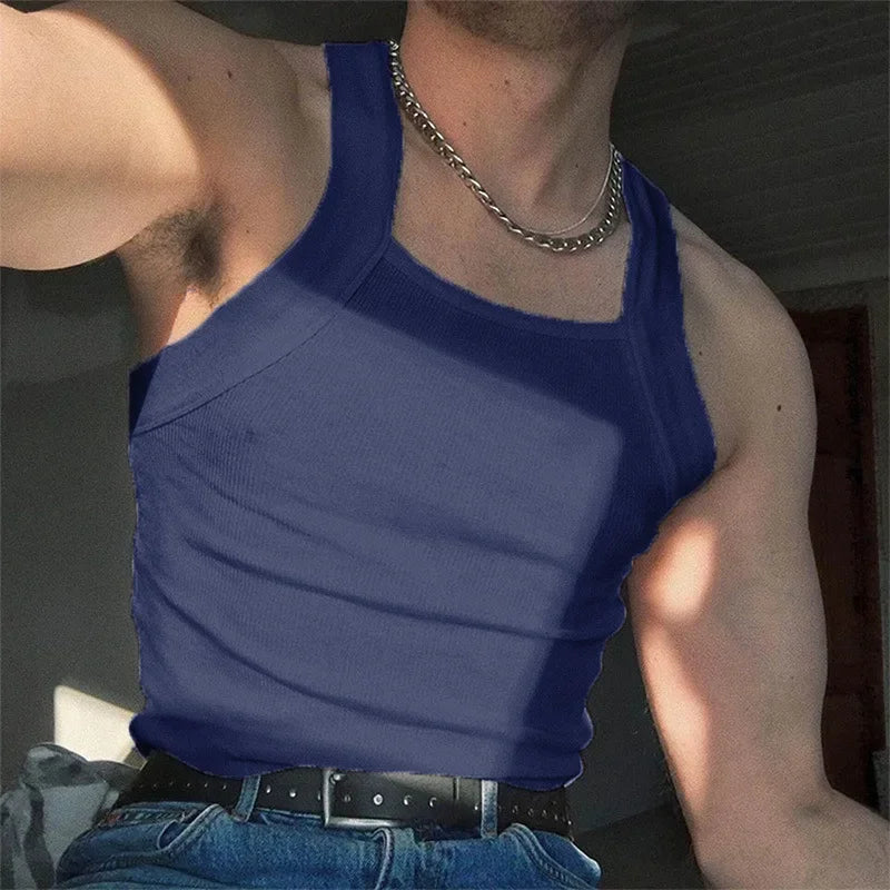Summer Men's New Solid Color Fashion Sleeveless Shapewear Europe and America Men Sexy Tight Elastic Vest S-4XL