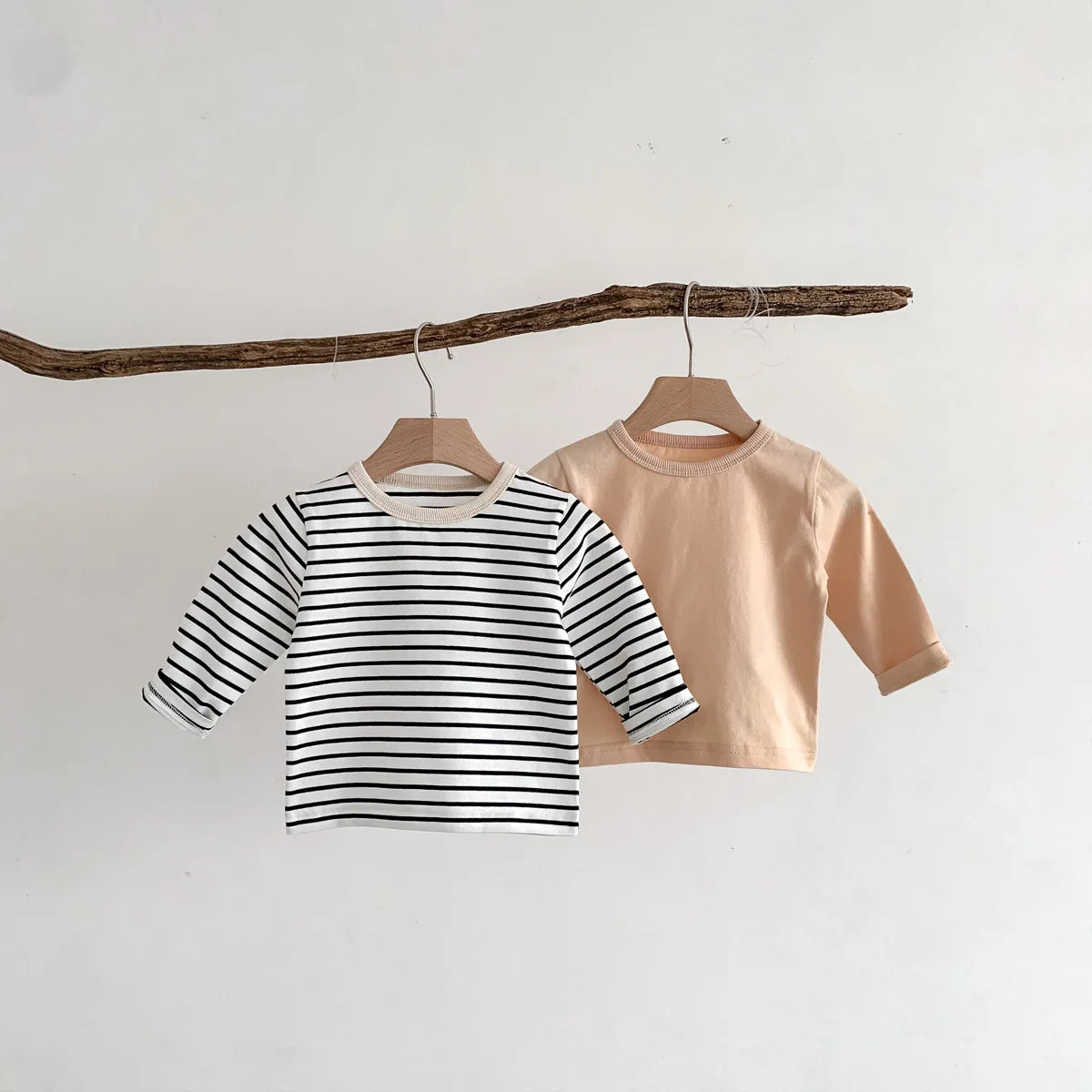 Infant Clothes Toddler Boy Cotton Long Sleeves T-shirts Spring Autumn Outfits Girl Baby Solid Bottoming Shirt Kid Striped Tees
