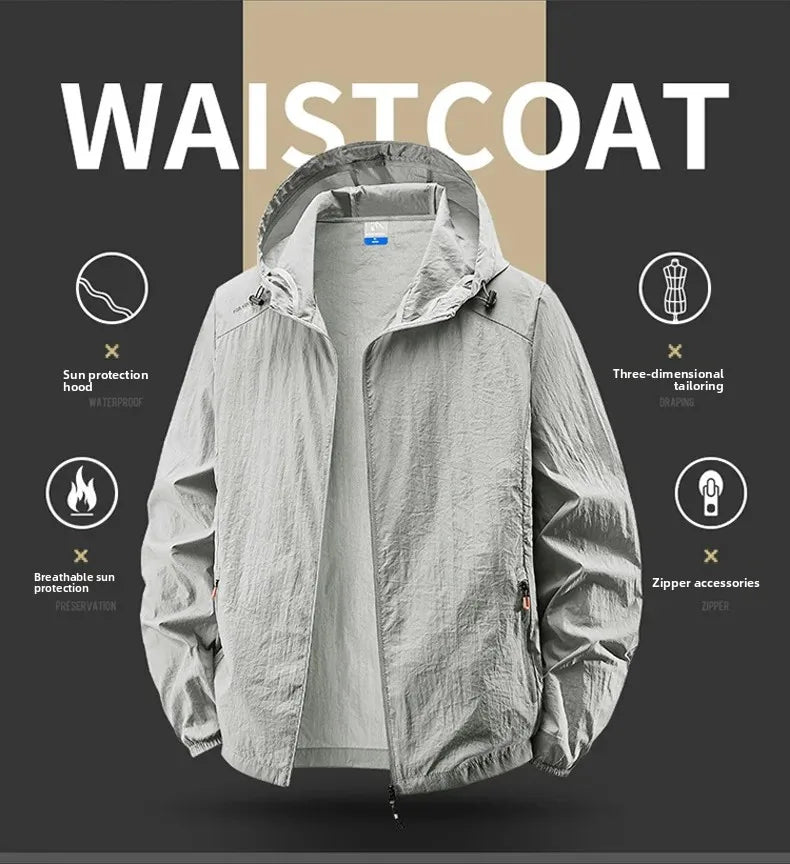 Fast Ship Summer Jackets Men Hooded Windbreaker Coats Camping Sunscreen Clothing Men Ultrathin Fishing Wearing Man Sportswear