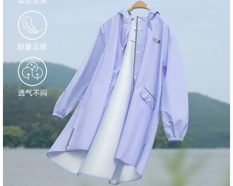 Kid's Waterproof Raincoat with Backpack Space New Children's Full Body Rain Suit Elementary School Students School Raincoat
