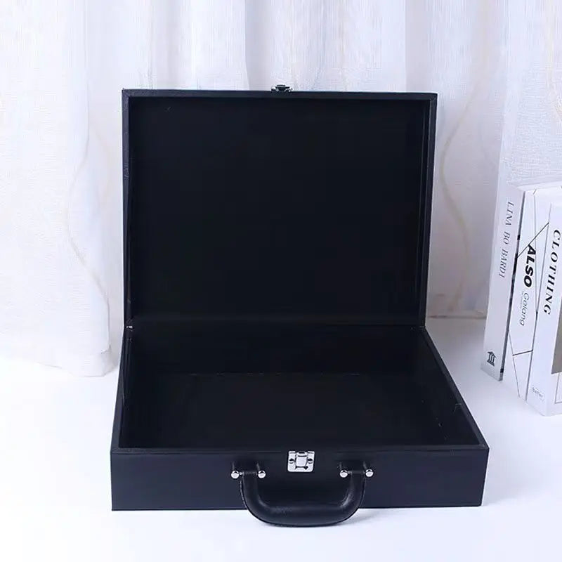 2025 New Cover Style Briefcase Men's Handheld Shoulder Business Leisure Insurance Contract Document Storage Box 34X24X8.5CM