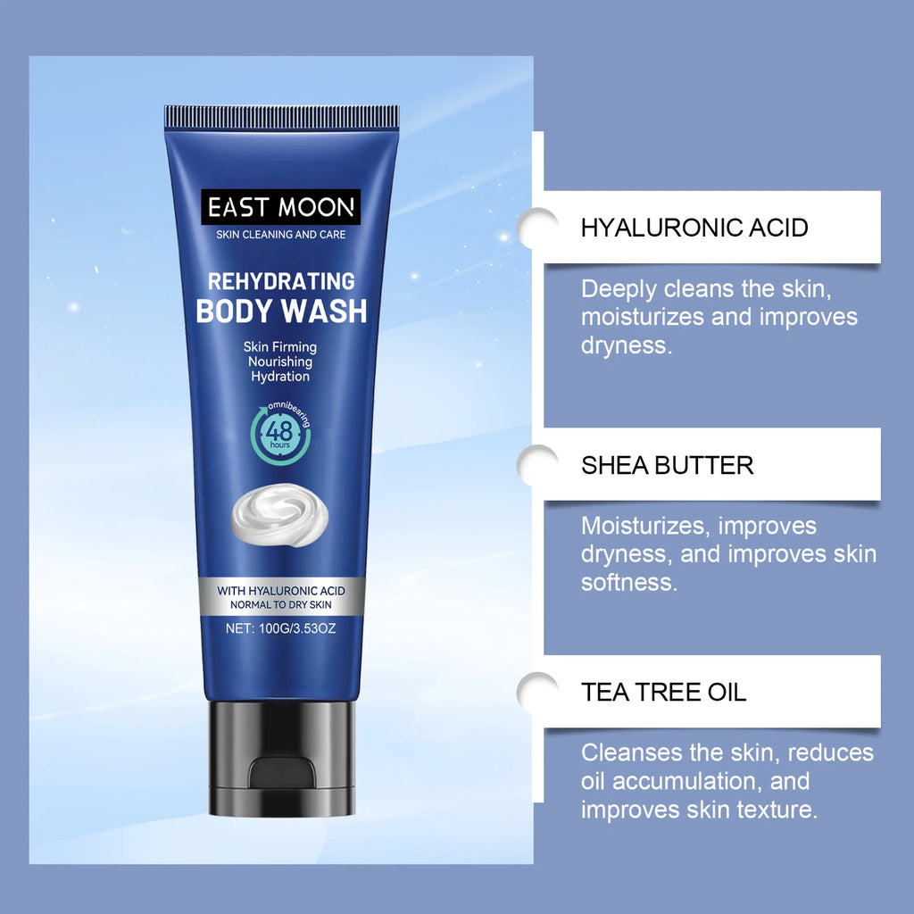 Hyaluronic Men Shower Gel Long Lasting Fragrance Improve Brighten Deep Moisturize Refresh Skin Help Exfoliator Body Wash Lotion