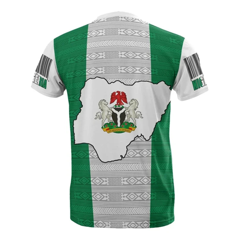 Nigeria Flag Men's T-shirts Nigerian Emblem Graphic Print Africa Clothing Ropa Hombre Summer Oversized Short Sleeve Male Tops