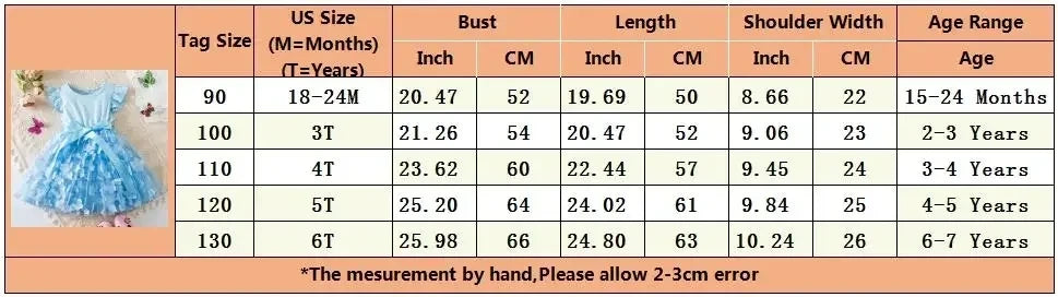 Summer Dress for Kid's Casual Clothes 3D Butterfly Cute Baby Girls Princess Dress Party Dresses 2-6 Yrs
