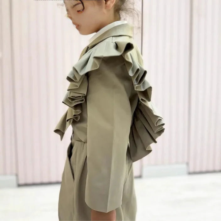 Girls Skirt 2025 Spring and Autumn New Childrens Clothing Girls Baby Fashion Unilateral Lace Casual Trousers Two Sets Simple