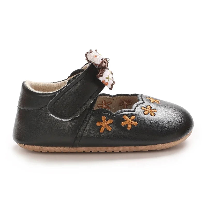 Baby girl princess shoes cute and breathable bow for young children anti slip flower casual sports shoes baby soft soled shoes