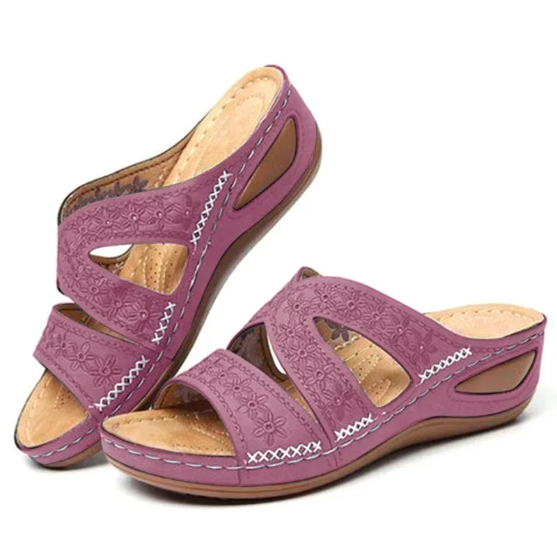 Summer Women Wedge Sandals Premium Orthopedic Open Toe Sandals Vintage Anti-slip Leather Casual Female Platform Retro Shoes