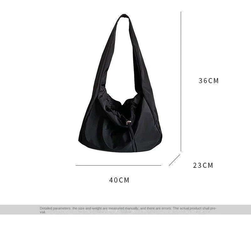 Women Bag New Nylon Bucket Fashion Solid Zipper SOFT Shoulder Bag Purses and Handbags Luxury Designer Black Tote Bag
