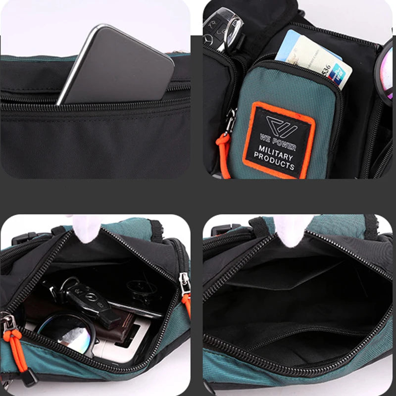 Men Waist Fanny Pack Bum Hip Sling Chest Belt Bag Multi-purpose Travel Climb Waterproof Nylon Male Cross Body Messenger Bags