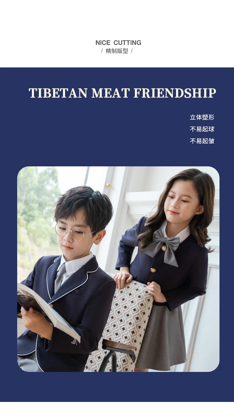 Kids Japanese Navy Jacket Suit Dress School Uniforms Girls British Boys Blazer Formal Outfits Chidren Student Clothes Class Sets