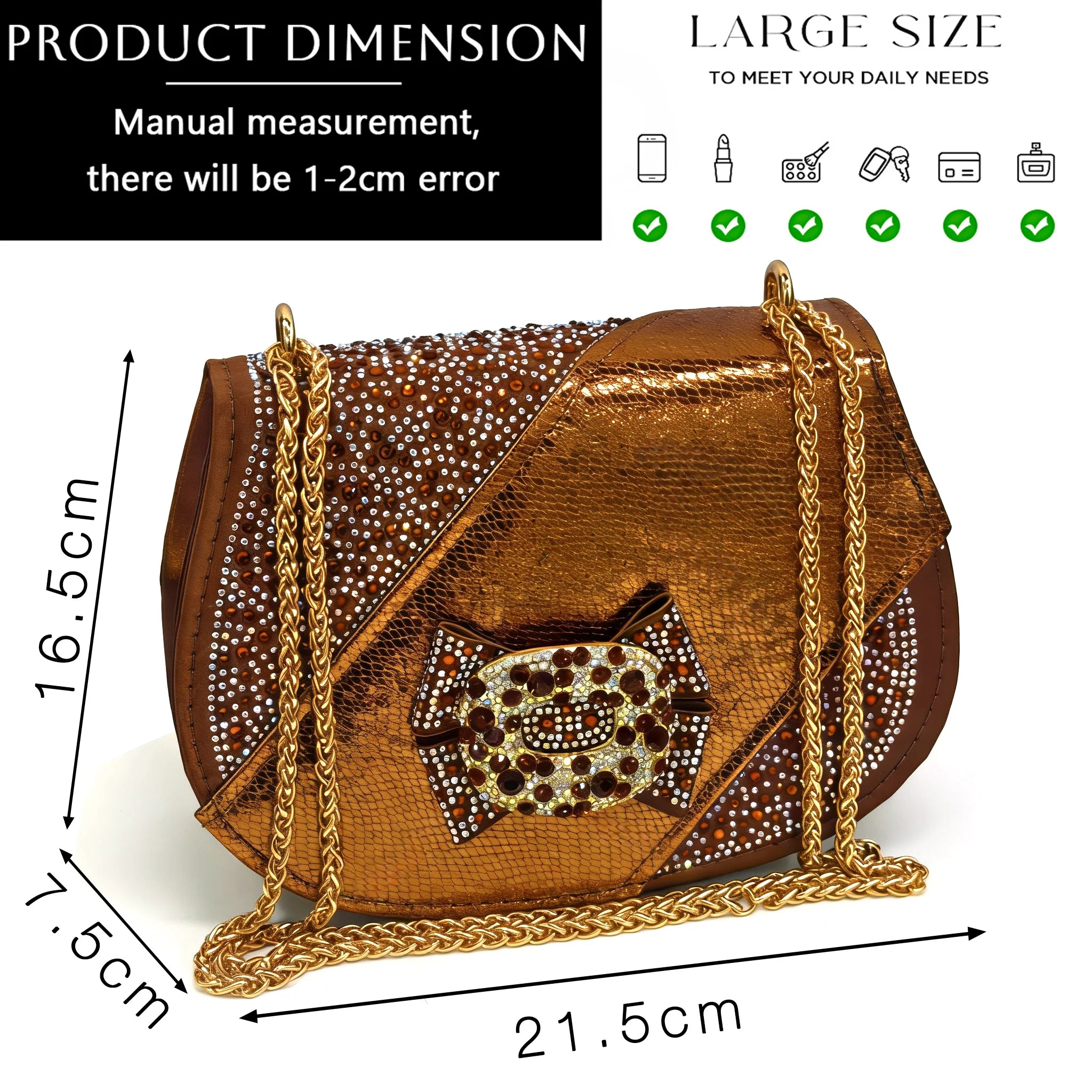 Nigeria Design Open Toe High Heels & Bag Set Gold Color blocking Hot Rhinestones Fashion Elegant Sexy High Heels