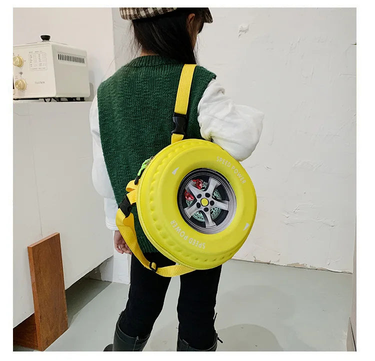 Children's Schoolbag Fashion Tyre Shaped Boys Girls Backpack 3D Cartoon Kindergarten Shoulder Bag Large Capacity Kids Handbag