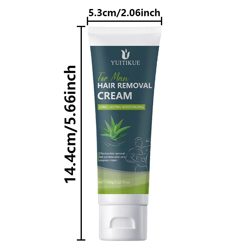 Hair Removal Cream for Men 100g - Gentle for Sensitive Skin, All Body Use, Long Lasting Moisturizing & Silky Smooth