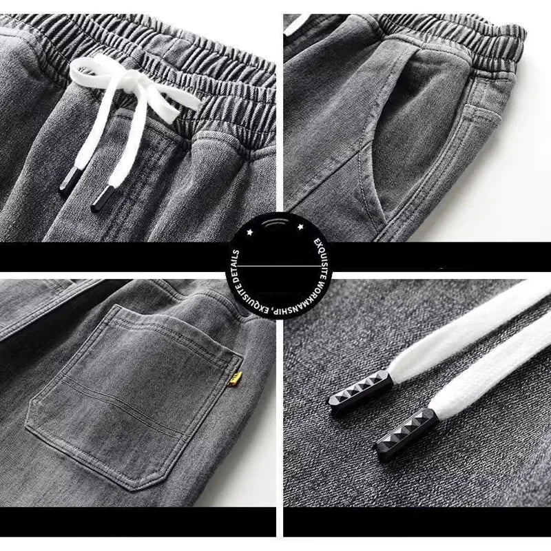 Western Style Men Streetwear Denim Jogger Pants New Spring Autumn Black Blue Cargo Jeans Men Baggy Harem Jean Trousers Plus Size