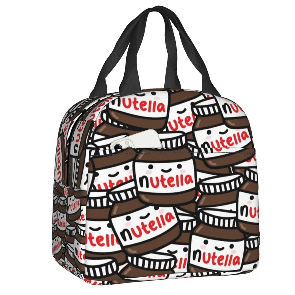 Custom Italy Nutellas Thermal Insulated Lunch Bag Women Portable Lunch Container for Outdoor Picnic Storage Food Box