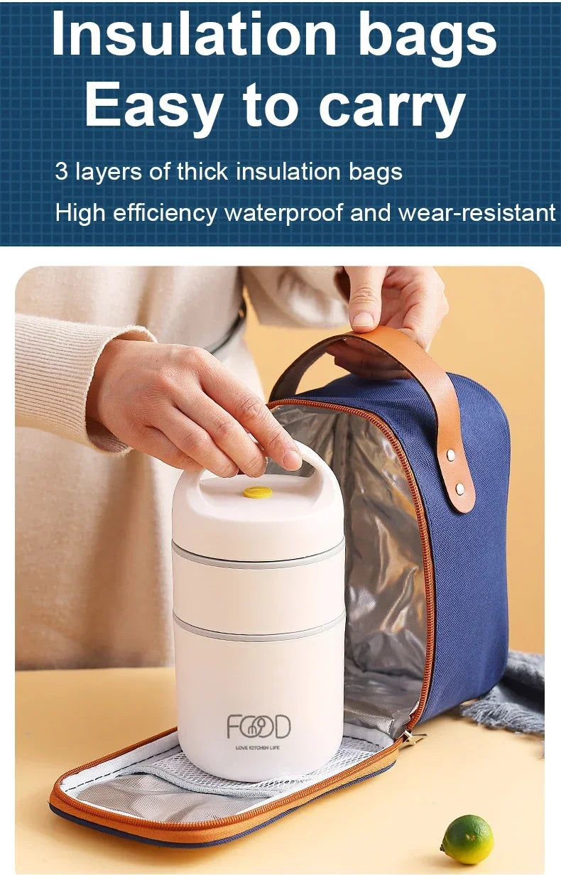 Portable Kids Thermal Lunch Bag 304 Stainless Steel Bento Box Children School Picnic Food Storage Lunch Boxes Container Bags