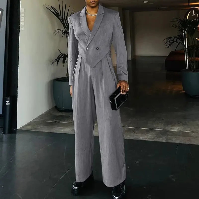 New Men's Vintage Lapel Suit Jackets and Trousers Sets Two Piece Luxury Club Party Wear Men's Outfits Fashion 2 Piece Pants Sets