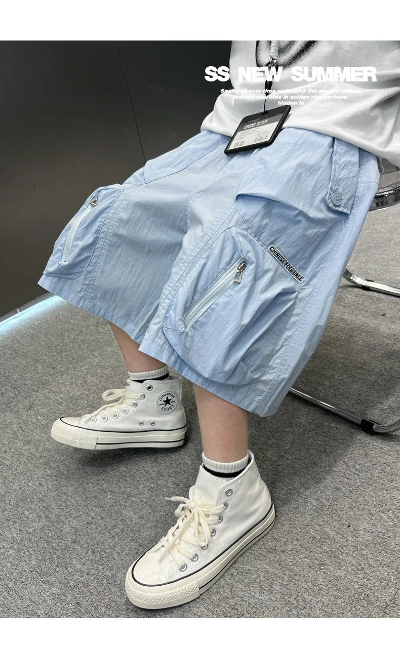 2025 Summer New Men's Shorts for Boys - Children's Casual Loose Workwear with Large Pockets