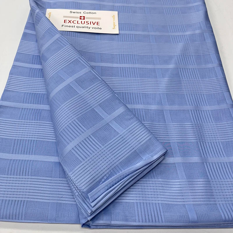 New Design Ultra-Thin Soft Swiss Cotton Fabric, 5Yards African Volie French Dry Lace Fabric, Nigerian Fabric Clothing for Men