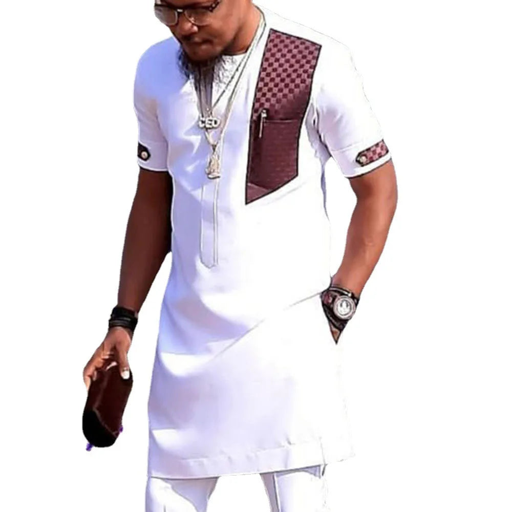 2026 Summer Fashion African Shirts for Men Slim Casual Shirt Tops Patchwork Design Ethnic Style Traditional Men's Clothing S-5XL