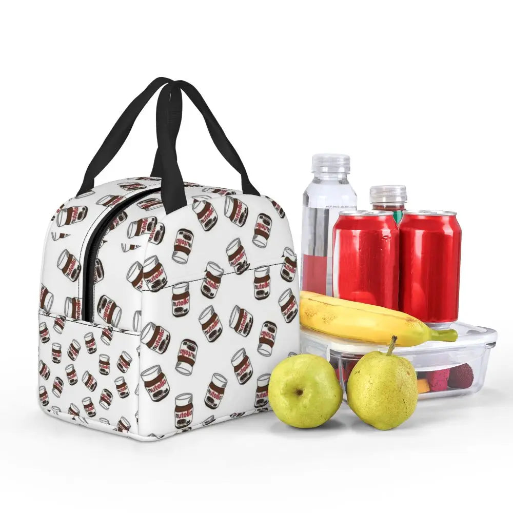 Custom Italy Nutellas Thermal Insulated Lunch Bag Women Portable Lunch Container for Outdoor Picnic Storage Food Box