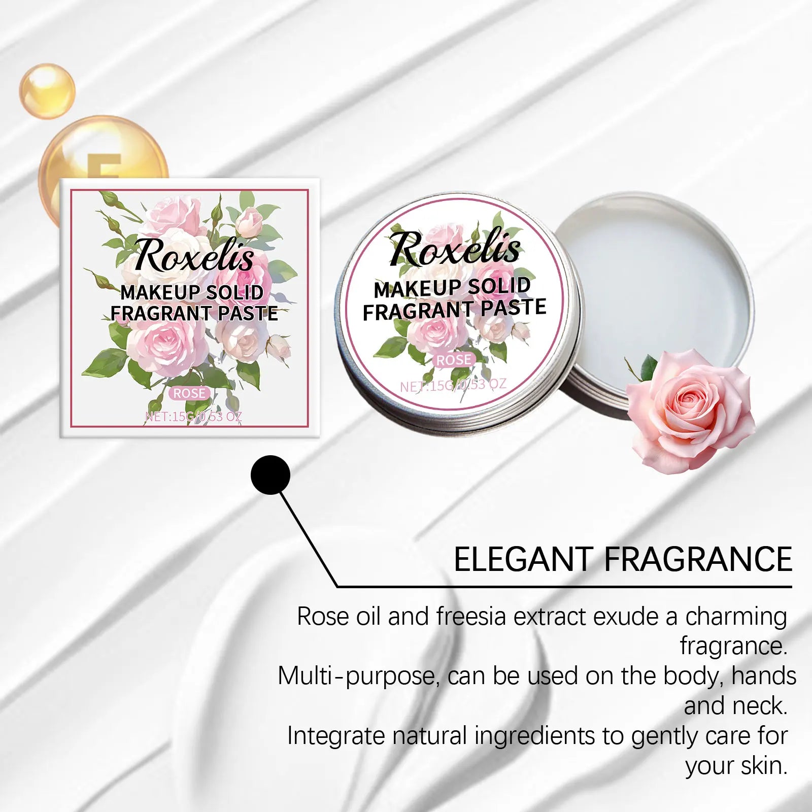 ROXELIS Rose Paste Body Balm Solid Balm Sets Solid Perfume Portable Pocket Balm Perfume Perfect for Travel Use Parfum Women's