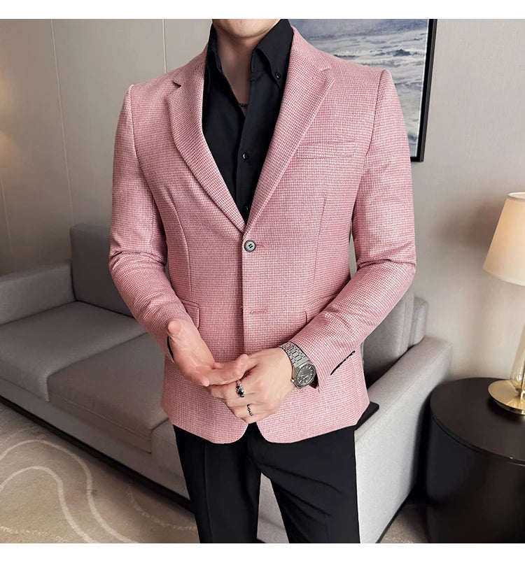 Men Suit Jacket Blazer Hombre High-quality Fashionable and Elegant Men Business Slim Fit Suit Jacket Social Party Formal Jacket