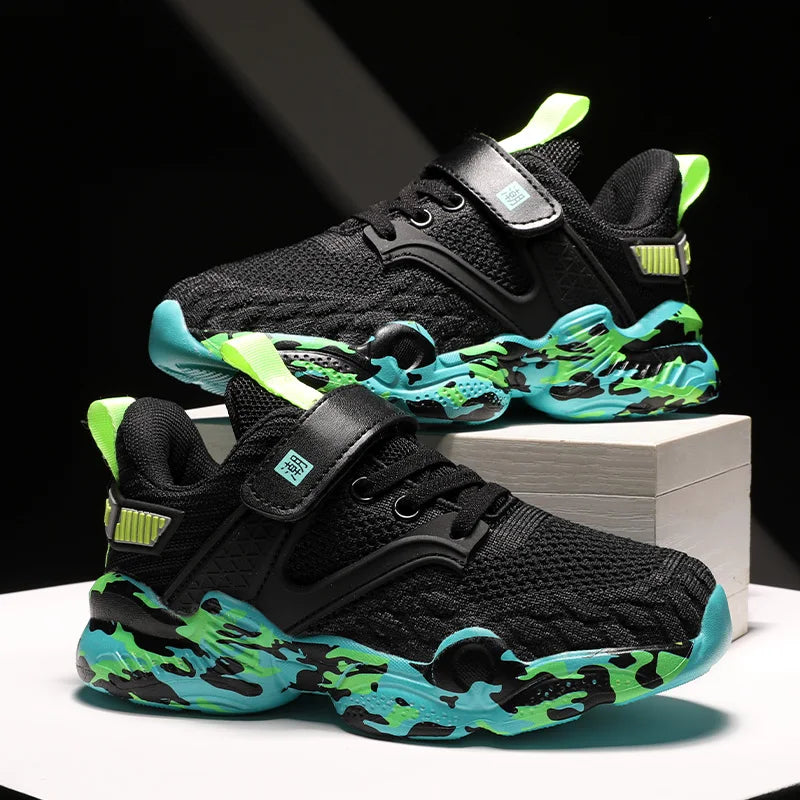 2025 New Kids Shoes Boy Sneaker Knit Platform Breathable Summer School Children Sports Shoes Fashion Tennis Shoes for Boy