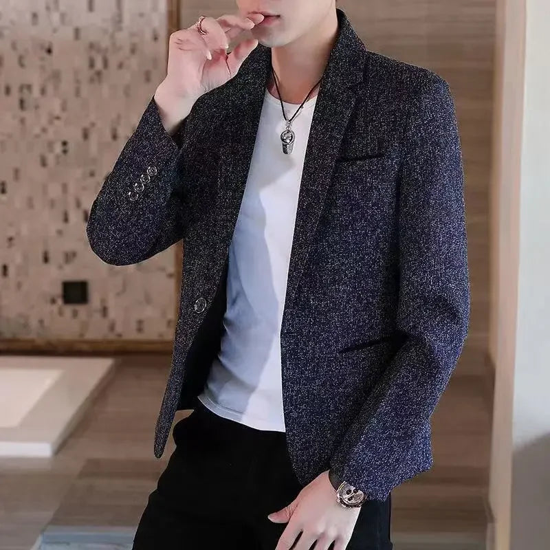 Short Party Men's Suit Jackets Coat Cropped Male Blazer Gray Summer Spring Clothes Luxury Designer Fashion 2025 Casual Vintage