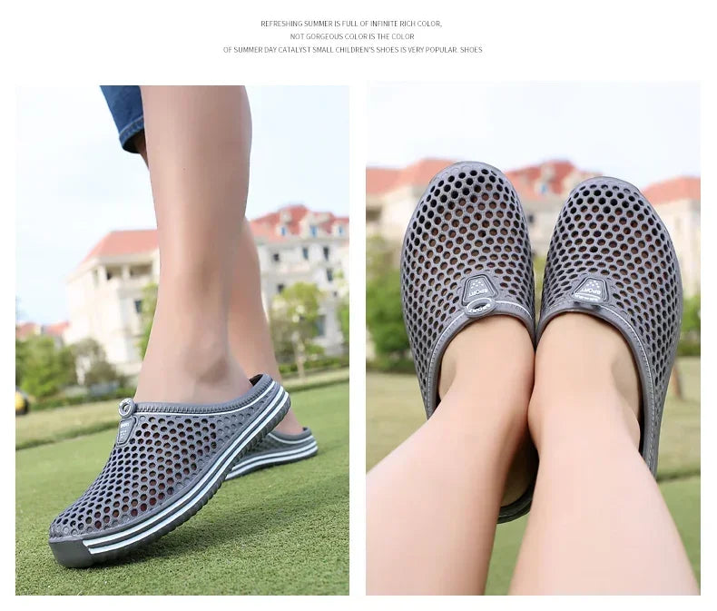 Men Shoes Beach Slippers Unisex Hollow Out Casual Women Beach Sandal Flip Flops Shoes Non-slip Size 36-45 Mens Slippers