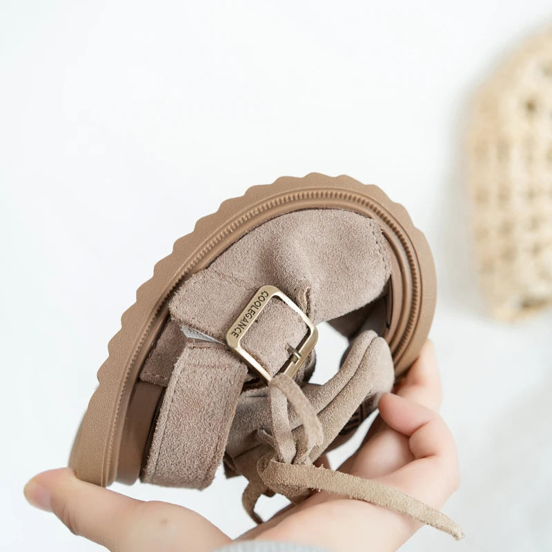2025 Sandals for Boys Fashion Summer Shoes 3-16 Years Girls Open Toe Matte Pu Leather Shoes Sandals Children Slippers