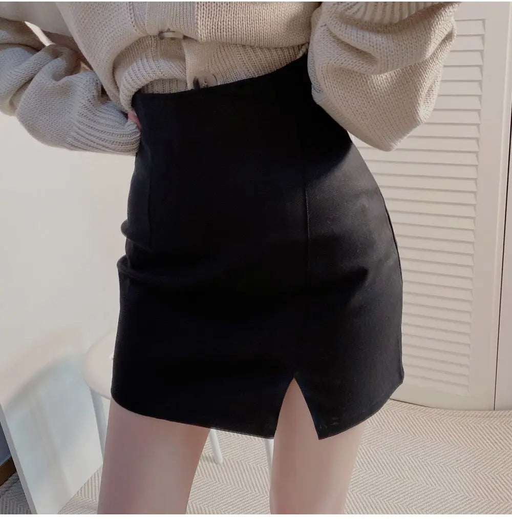 Skirts for Woman with Slit Women's Skirt Chiffon Suit Clothes Mini Short Wrap Tight White Black New In Stylish Luxury Premium V