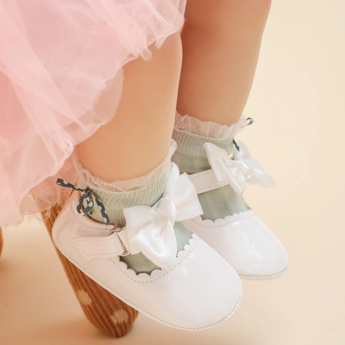 KIDSUN Newborn Baby Girl Shoes PU Leather Bowknot Dress Shoes Infants Rubber Non-Slip Toddler First Walker Baby Shoes Girls